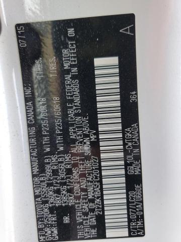 2015 LEXUS RX350 2T2ZK1BA5FC201027