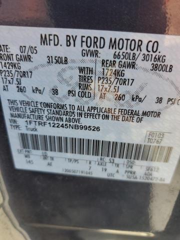 2005 Ford F150 VIN: 1FTRF12245NB99526 Lot: 43359024