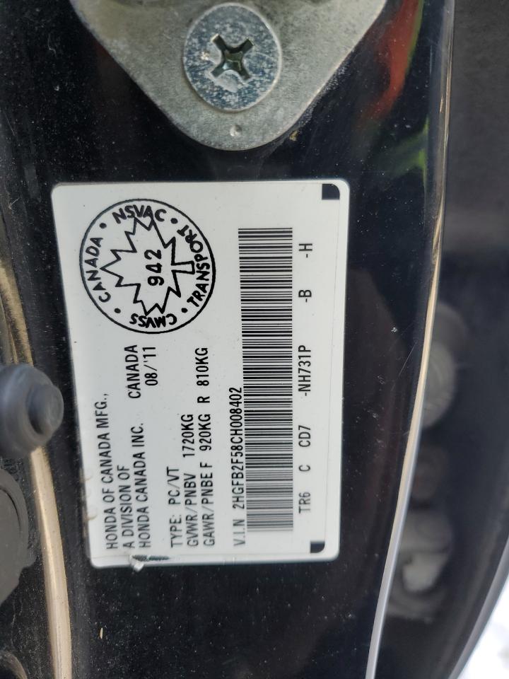 2HGFB2F58CH008402 2012 Honda Civic Lx