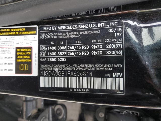 VIN 4JGDA5GB1FA606814 2015 Mercedes-Benz ML-Class, ... no.13