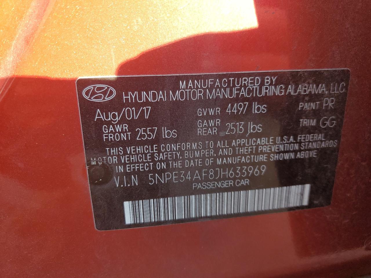 5NPE34AF8JH633969 2018 Hyundai Sonata Sport