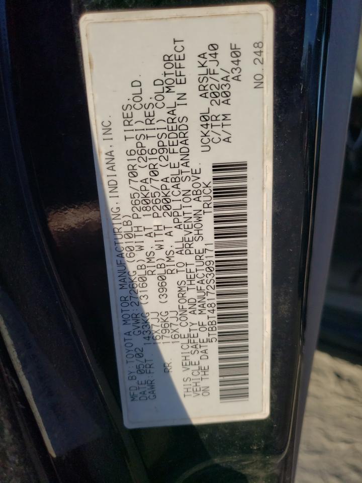 5tbbt48172s309171 5TBBT48172S309171 2002 Toyota Tundra Access Cab Limited