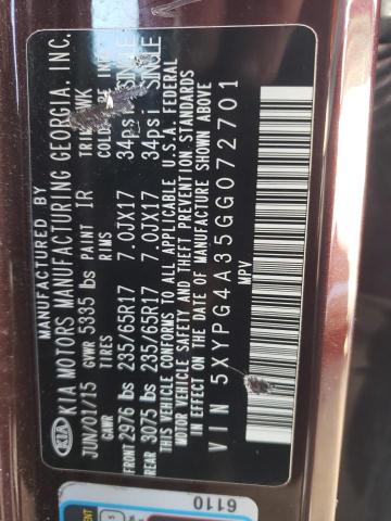 2016 KIA SORENTO 5XYPG4A35GG072701