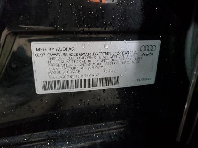 2008 Audi S4 Quattro VIN: WAUGL78E18A054652 Lot: 41043464
