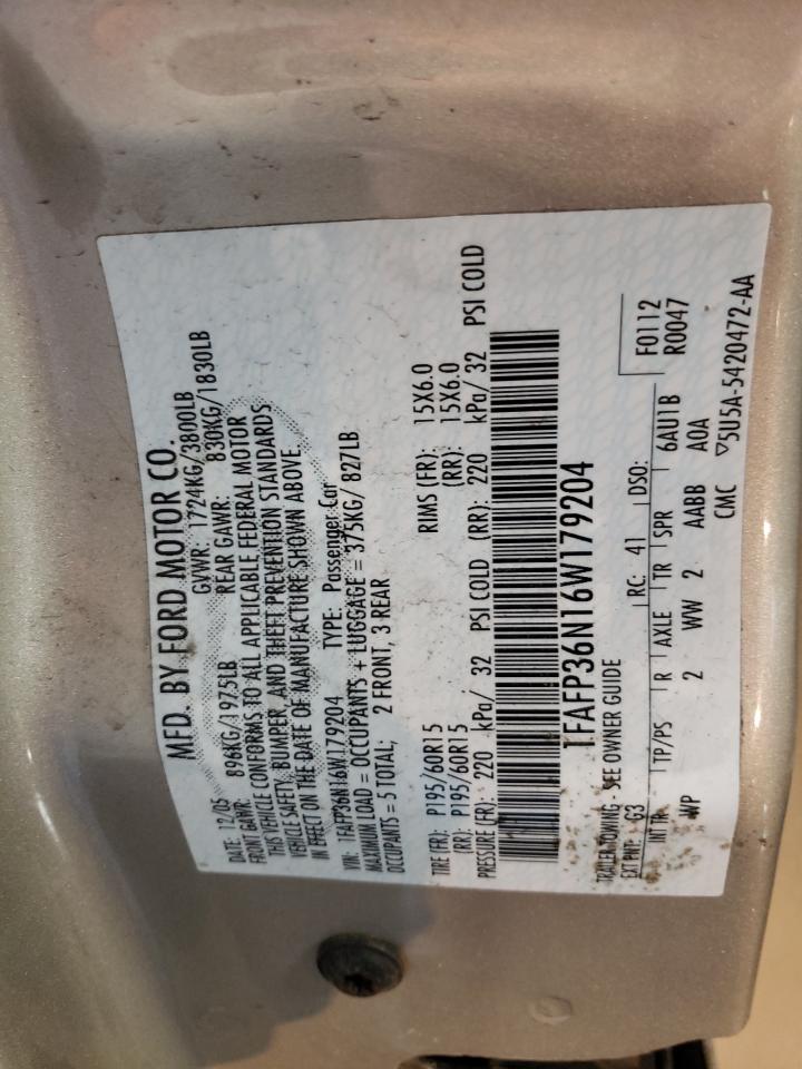 1FAFP36N16W179204 2006 Ford Focus Zxw