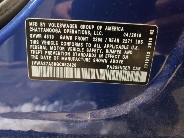 2016 VOLKSWAGEN PASSAT - 1VWAS7A38GC052420