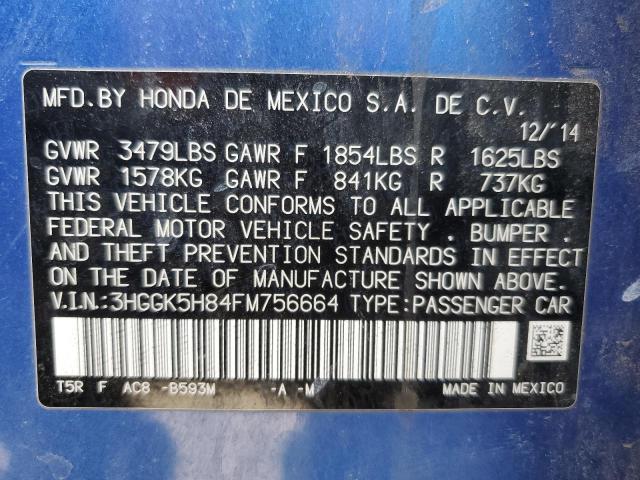 2015 Honda Fit Ex VIN: 3HGGK5H84FM756664 Lot: 43543524