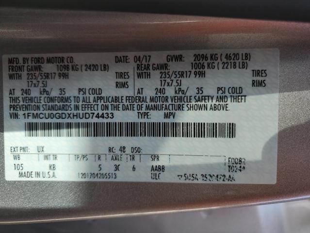 2017 FORD ESCAPE SE 1FMCU0GDXHUD74433