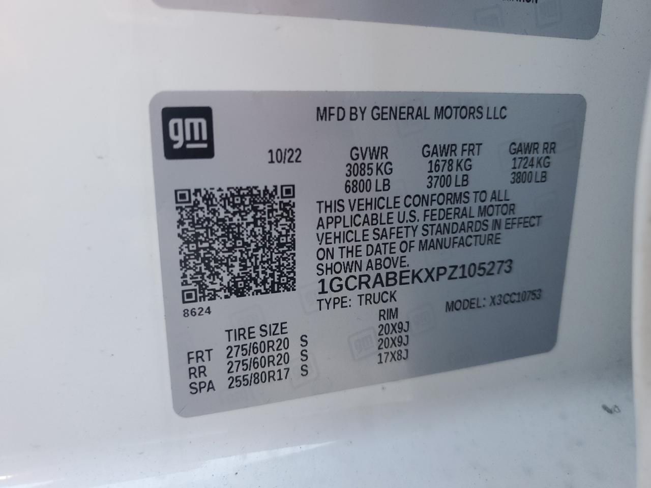 VIN: 1GCRABEKXPZ105273 2023 CHEVROLET ALL Models