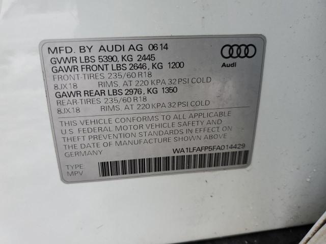 2015 AUDI Q5 PREMIUM WA1LFAFP5FA014429