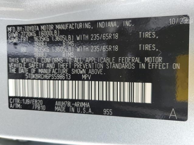 VIN 5TDKBRCH6PS598613 2023 Toyota Highlander, Hybri... no.12