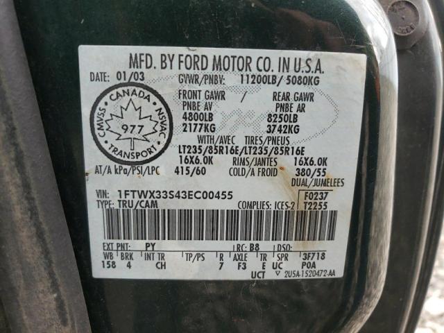 2003 Ford F350 Super Duty VIN: 1FTWX33S43EC00455 Lot: 42369074