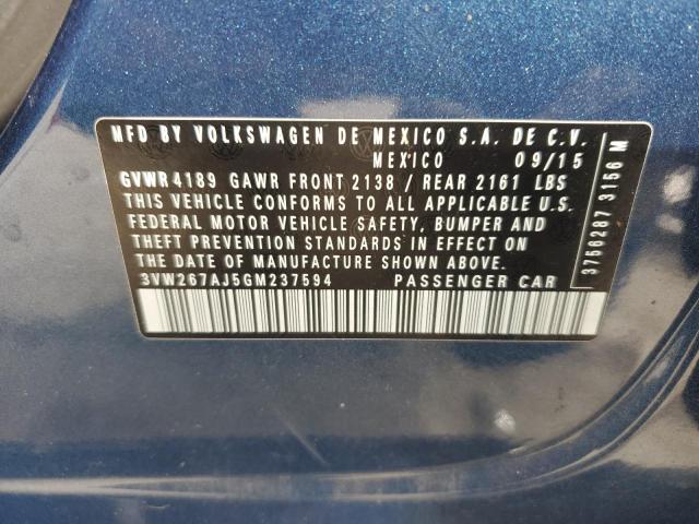 2016 VOLKSWAGEN JETTA S 3VW267AJ5GM237594