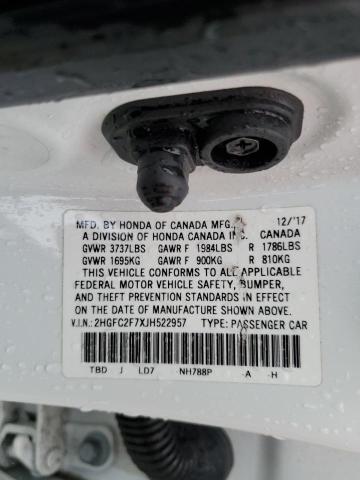 2018 HONDA CIVIC EX - 2HGFC2F7XJH522957