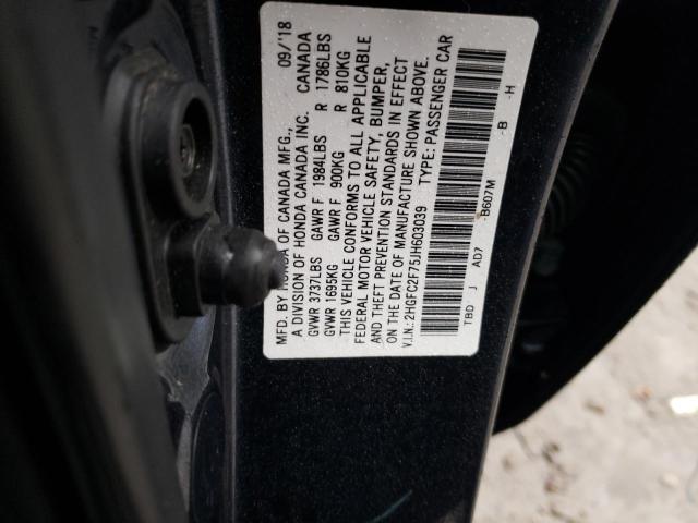 Lot #2486654987 2018 HONDA CIVIC EX salvage car