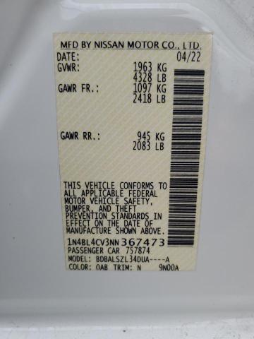 2022 NISSAN ALTIMA SR 1N4BL4CV3NN367473