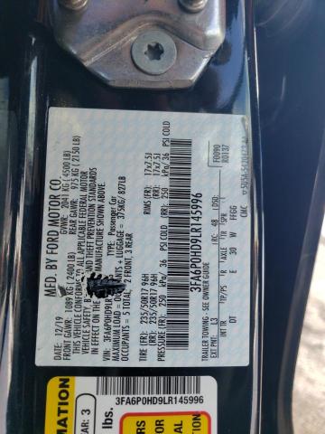 VIN 3FA6P0HD9LR145996 2020 Ford Fusion, SE no.12