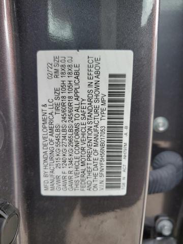 2022 Honda Pilot Exl VIN: 5FNYF5H56NB017053 Lot: 41478784