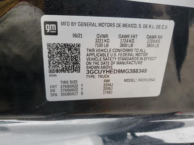 2021 CHEVROLET SILVERADO - 3GCUYHED9MG388349