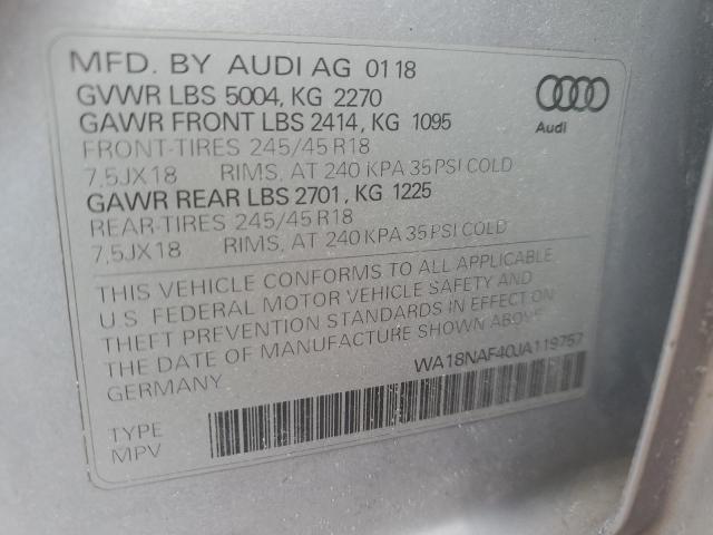 2018 AUDI A4 ALLROAD WA18NAF40JA119757