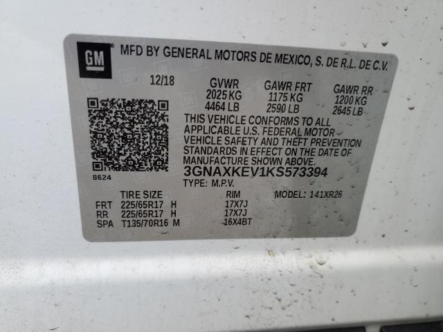 2019 CHEVROLET EQUINOX LT - 3GNAXKEV1KS573394