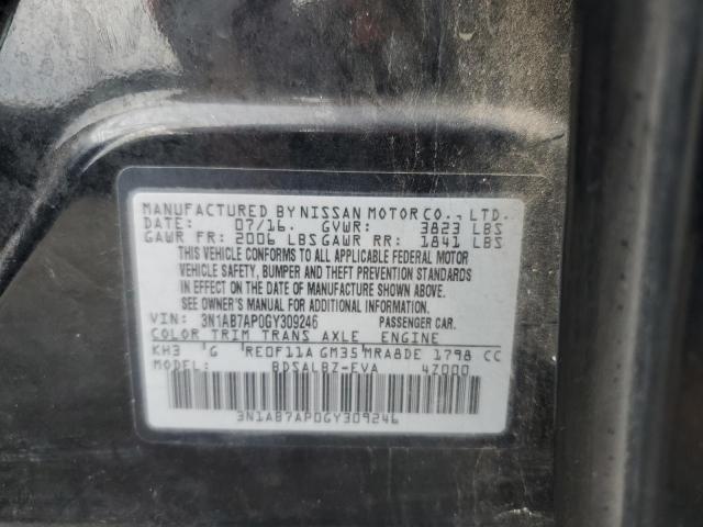 2016 NISSAN SENTRA S - 3N1AB7AP0GY309246