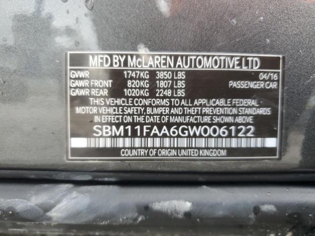 2016 MCLAREN AUTOMOTIVE 650S SPIDE SBM11FAA6GW006122