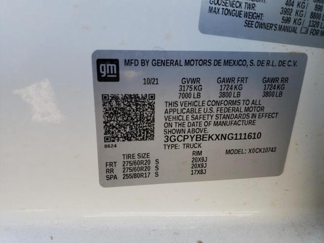 2022 CHEVROLET SILVERADO - 3GCPYBEKXNG111610
