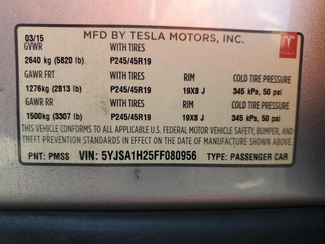 2015 TESLA MODEL S 85 5YJSA1H25FF080956