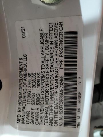 2021 HONDA CIVIC SPOR - 19XFC2F86ME202459