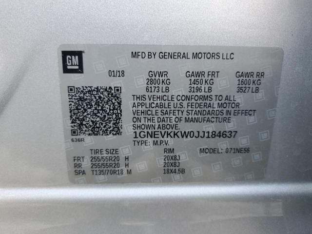 2018 CHEVROLET TRAVERSE H 1GNEVKKW0JJ184637