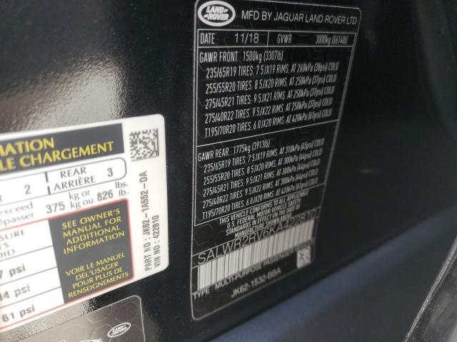2019 LAND ROVER RANGE ROVE - SALWR2RV6KA422810