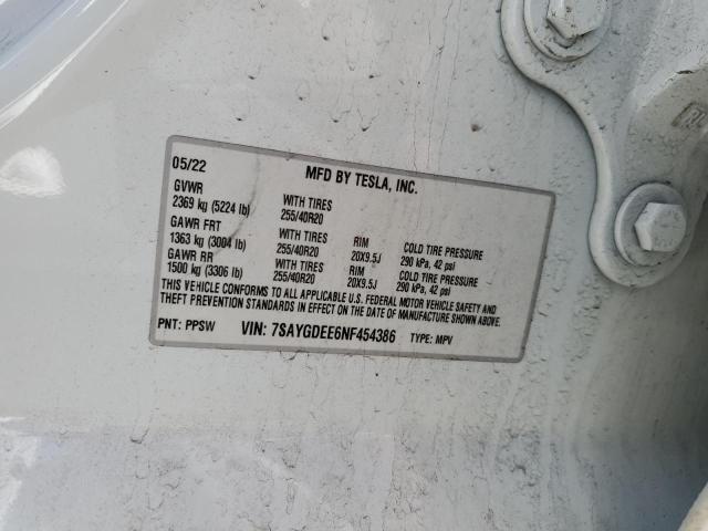 2022 TESLA MODEL Y - 7SAYGDEE6NF454386