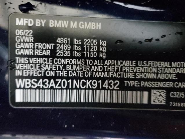 2022 BMW M4 COMPETI WBS43AZ01NCK91432