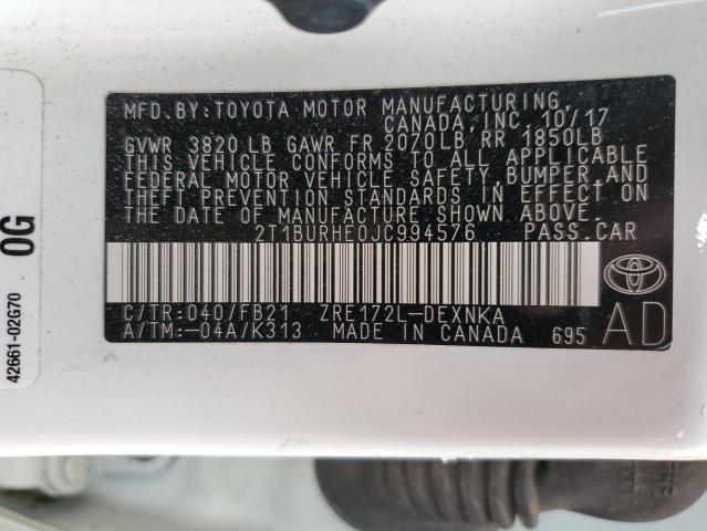 2018 TOYOTA COROLLA L - 2T1BURHE0JC994576