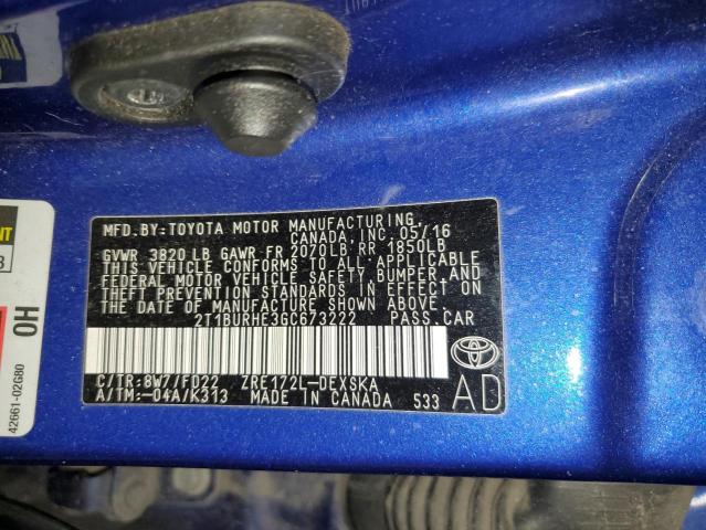 2016 TOYOTA COROLLA L - 2T1BURHE3GC673222