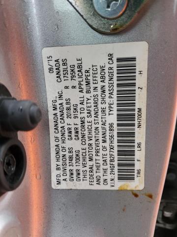 2015 HONDA CIVIC SE 2HGFB2F7XFH561896