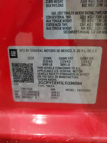 2020 CHEVROLET SILVERADO - 3GCPYCEH1LG196084