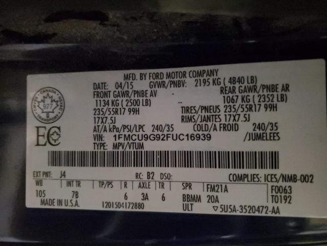 2015 FORD ESCAPE SE - 1FMCU9G92FUC16939