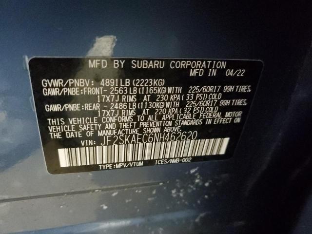 2022 SUBARU FORESTER P JF2SKAEC6NH462620