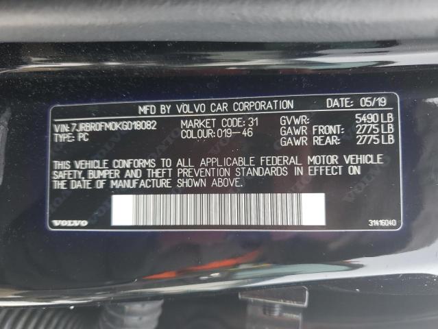 2019 VOLVO S60 T8 R-D 7JRBR0FM0KG018082