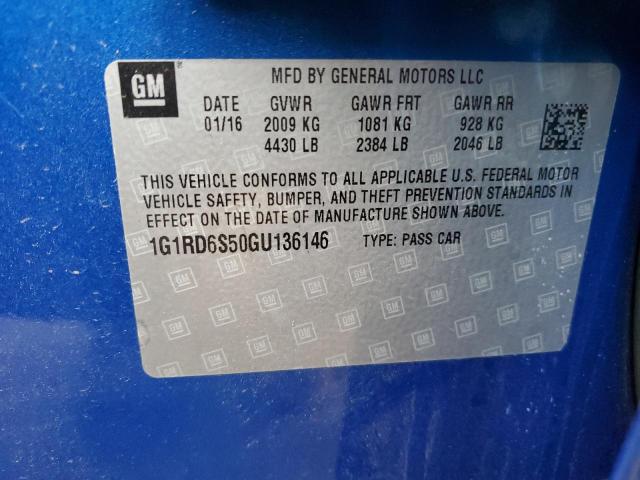 2016 CHEVROLET VOLT LTZ 1G1RD6S50GU136146