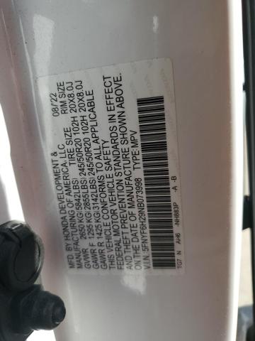 2022 HONDA PILOT SE 5FNYF6H29NB073998