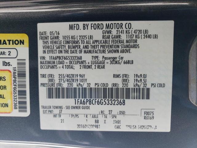 2016 FORD MUSTANG GT 1FA6P8CF6G5332368