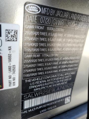 2020 LAND ROVER RANGE ROVE - SALWR2SE9LA742523