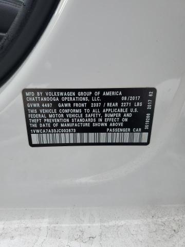 2018 VOLKSWAGEN PASSAT SEL 1VWCA7A33JC002673