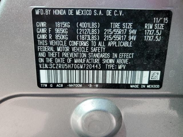 2016 HONDA HR-V EXL 3CZRU5H70GM720443