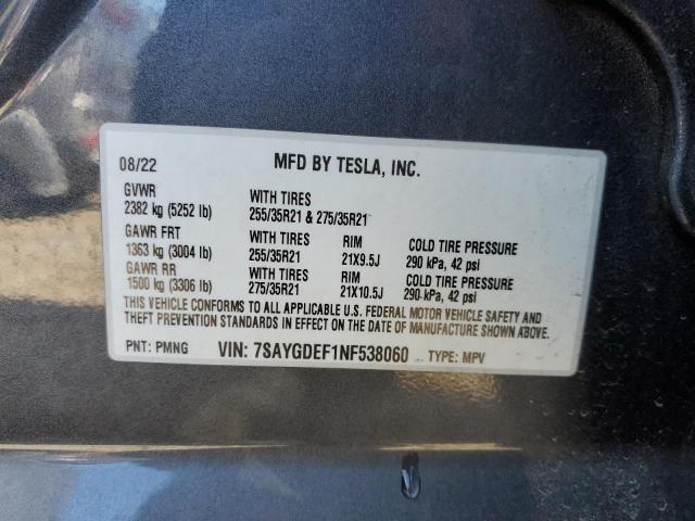2022 TESLA MODEL Y - 7SAYGDEF1NF538060