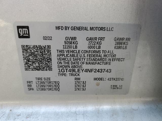 2022 GMC SIERRA K25 - 1GT49LEY4NF243743