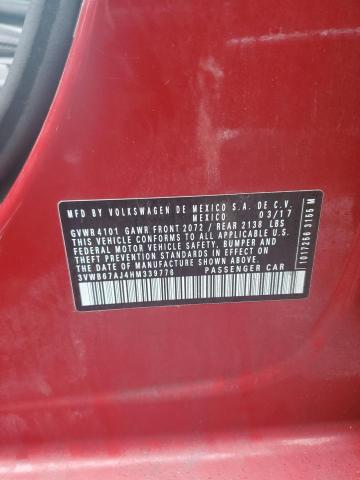2017 VOLKSWAGEN JETTA SE 3VWB67AJ4HM339776